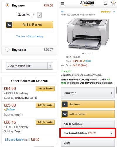 Amazon Moblie vs Desktop Buy Box
