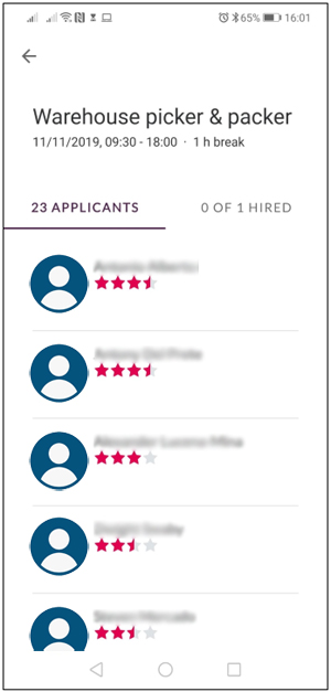 Coople Moblie App job applicants