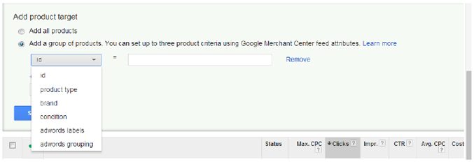 Google Product Listing Ads Targets