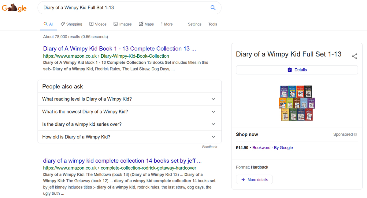 Google are promoting bookword scam site