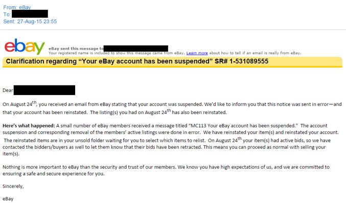 Incorrectly Suspended Account Apology