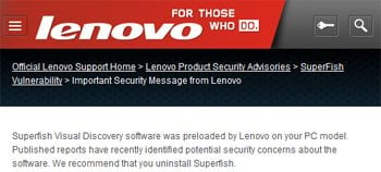 Lenovo Pre-Installed Superfish virus