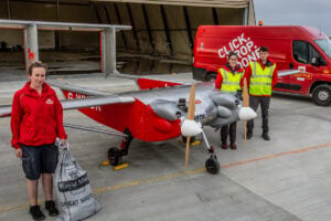 Royal Mail Orkney Islands trial of scheduled autonomous flights with Windracers to deliver mail to North Ronaldsay by drone (Credit Colin Keldie Courtesy of SATE)