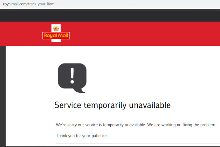 Royal Mail Tracking broken this morning ChannelX