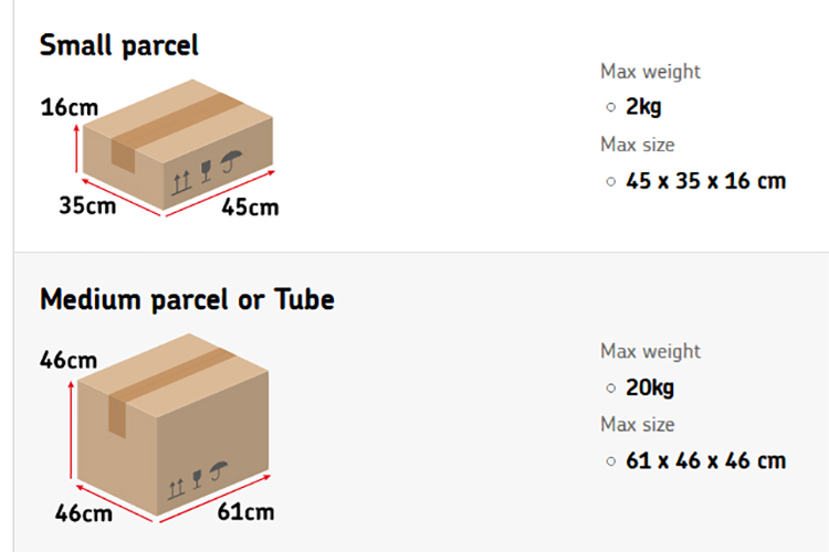 royal mail second class tracked parcel price