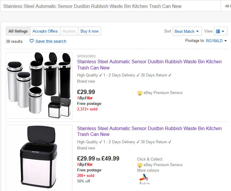 Weirdness with eBay Promoted Listings vs Organic Listing example 2