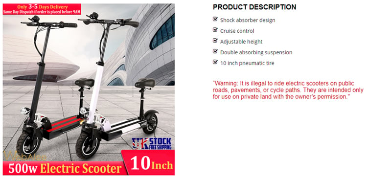e-scooters legal disclaimer