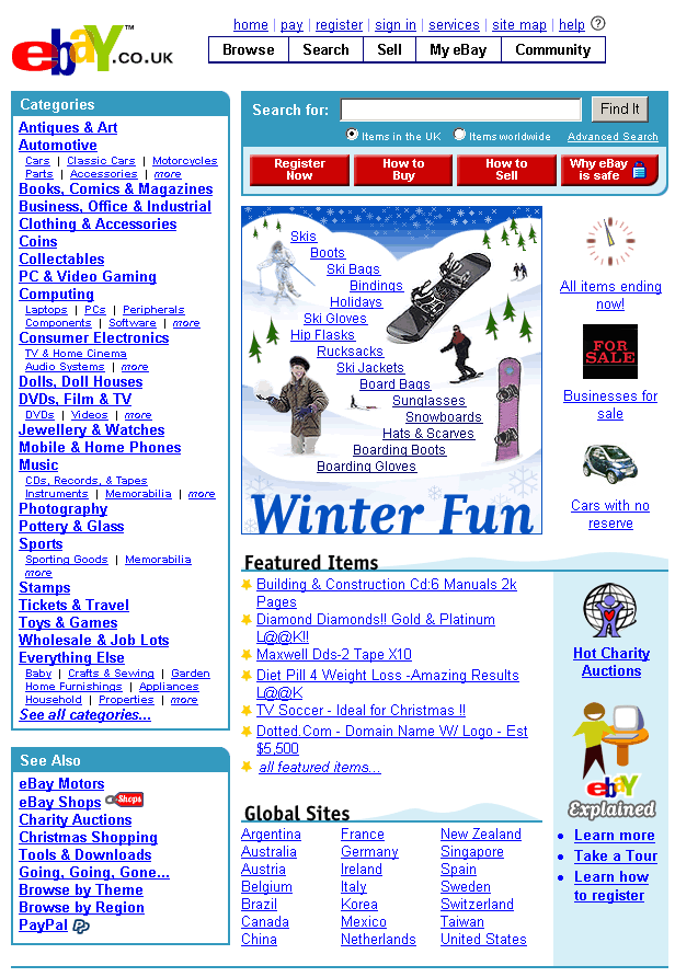 eBay Homepage 2003