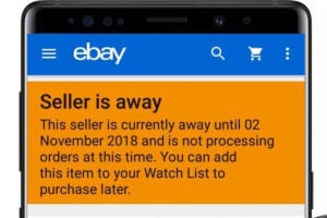 eBay Mobile Express Delivery Option Seller Is Away