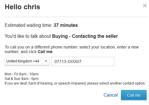 eBay Phone Waiting Times