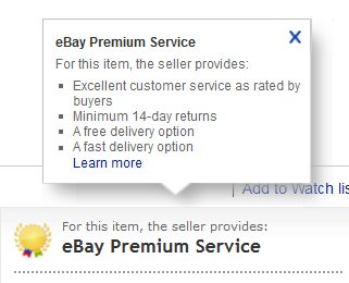 eBay Premium Service Listing Display