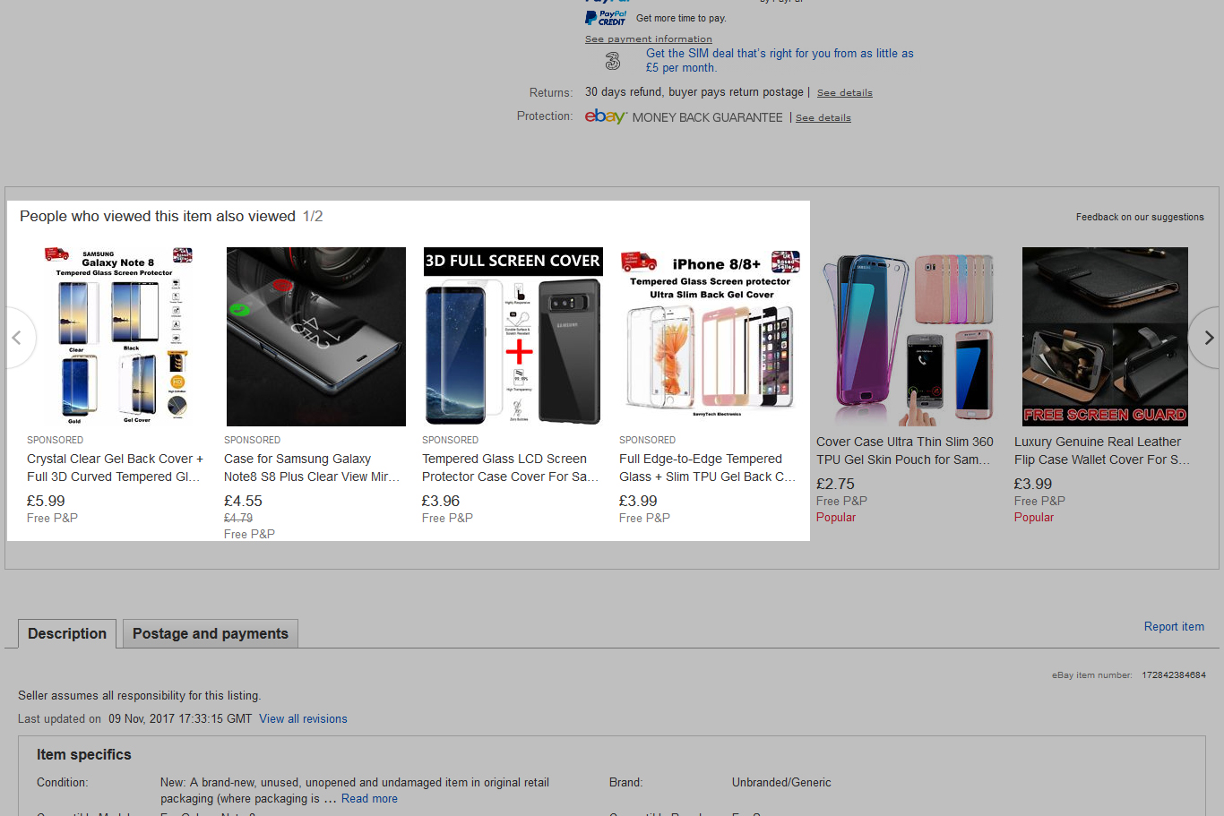 eBay Promoted Listings on Product Page