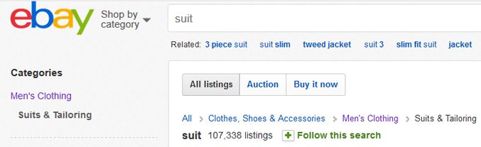 eBay Suit Search