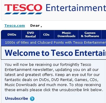 Tesco email spam