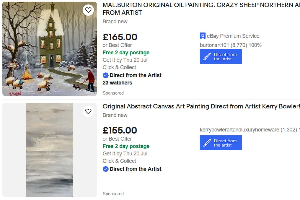 Apply to sell Direct from the Artist on eBay