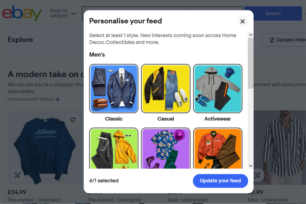 New eBay Explore AI shopping discovery experience