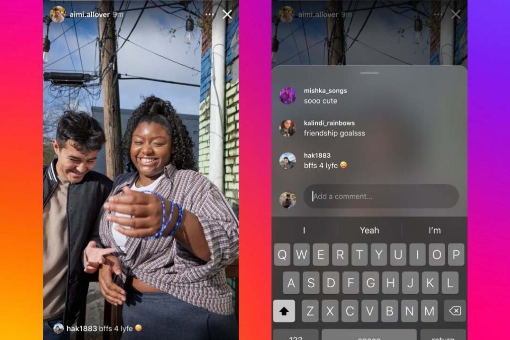 New Instagram Stories Comments