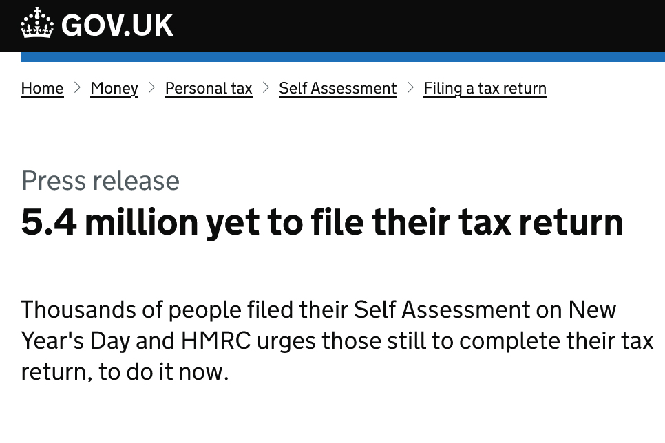 More than 1 in 10 Brits file their tax return late