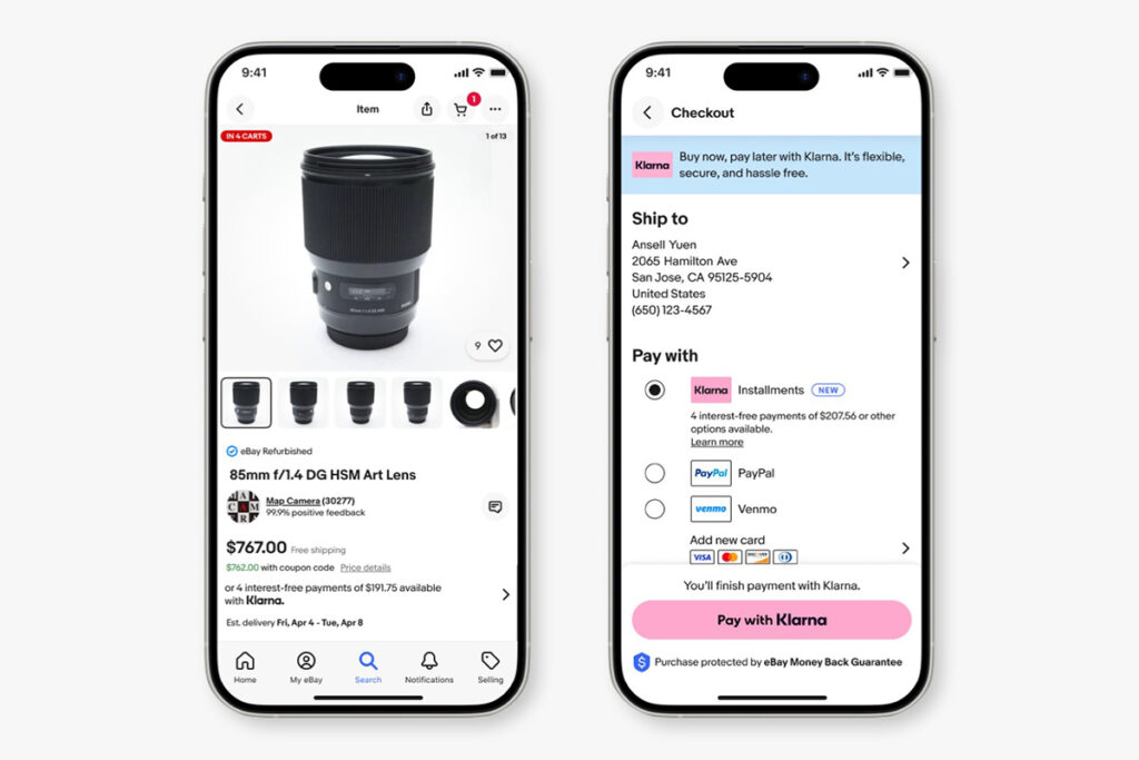 eBay and Klarna US Partnership rollout