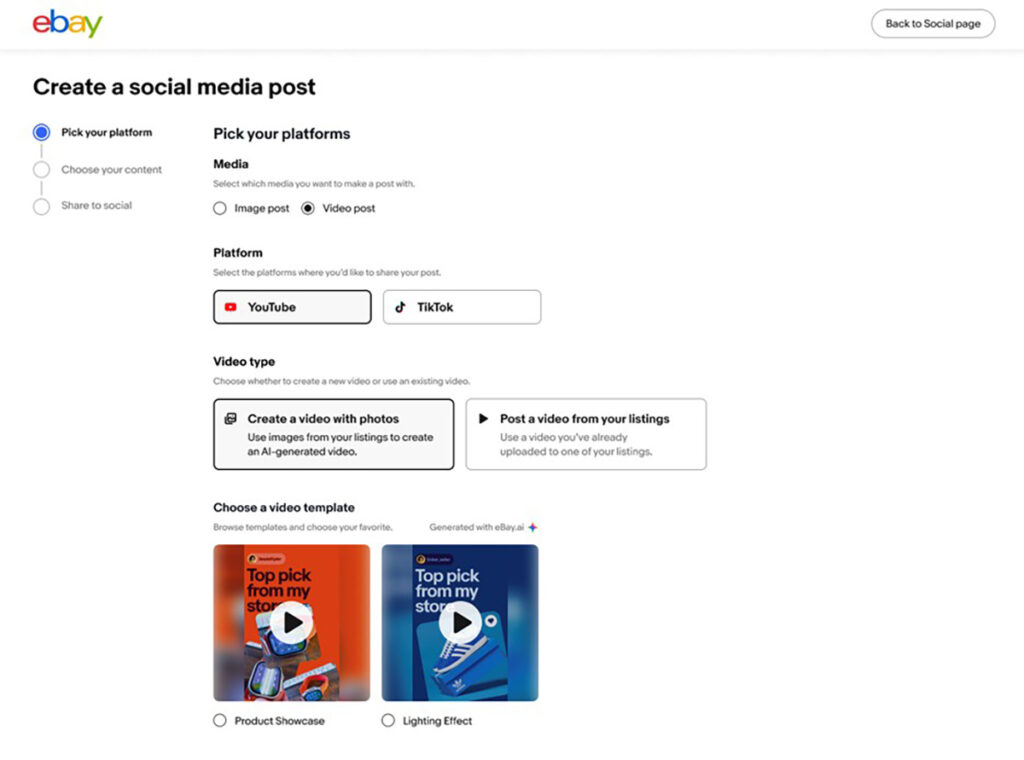 Create a social media post with eBay AI Tool for Video Creation