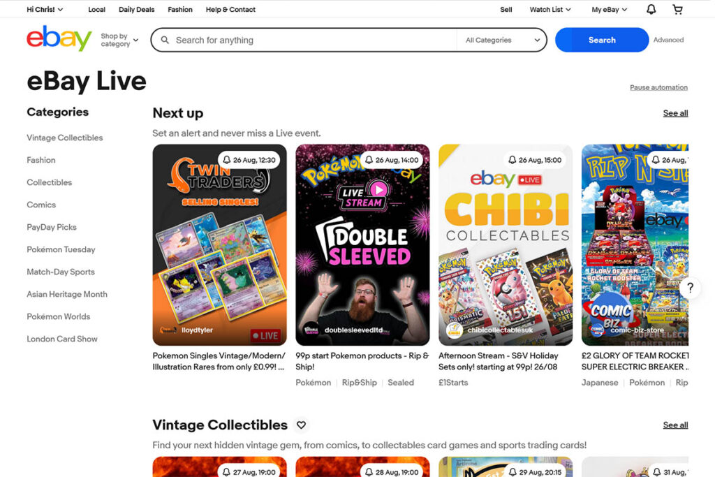 Register your interest to sell on eBay Live in the UK