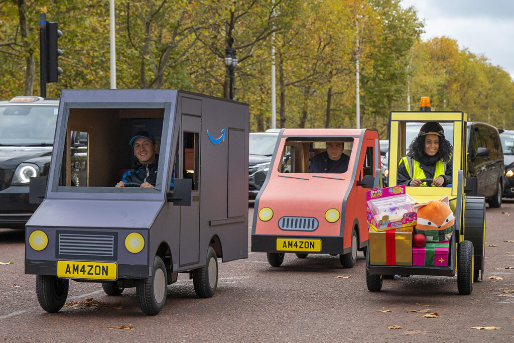 Amazon Festive fleet of ‘toy cars’ take to the road to deliver toys to families in need