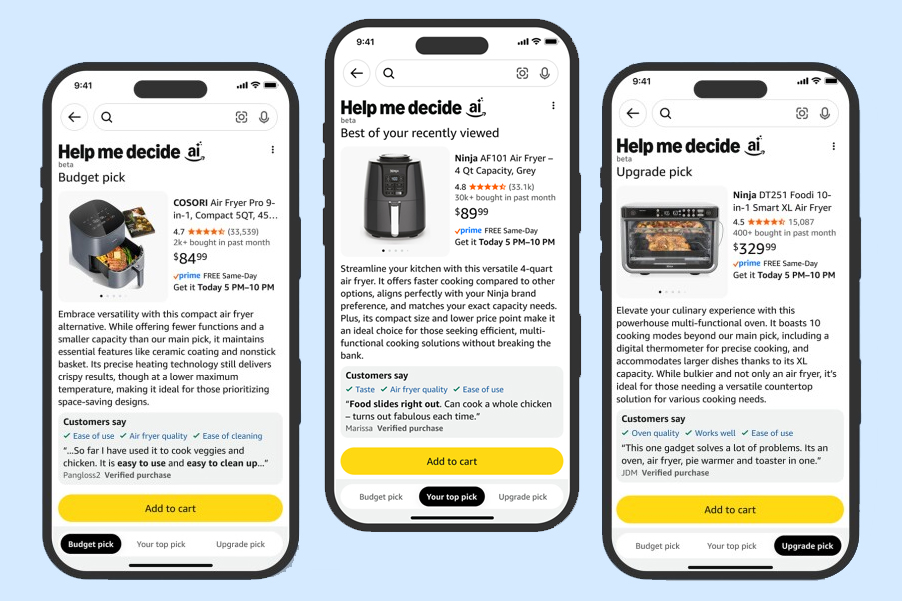 New Amazon AI-powered Help Me Decide shopping feature