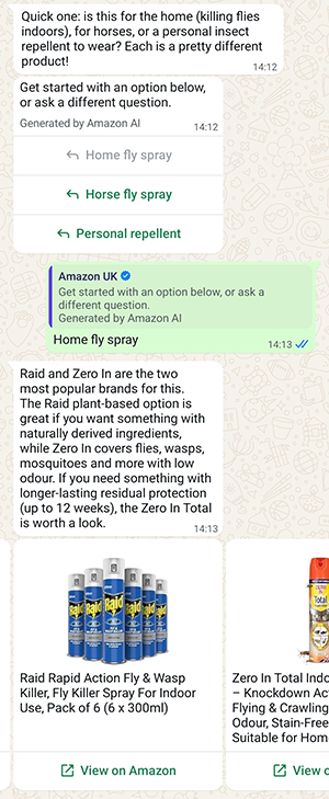 Amazon WhatsApp experience upgraded