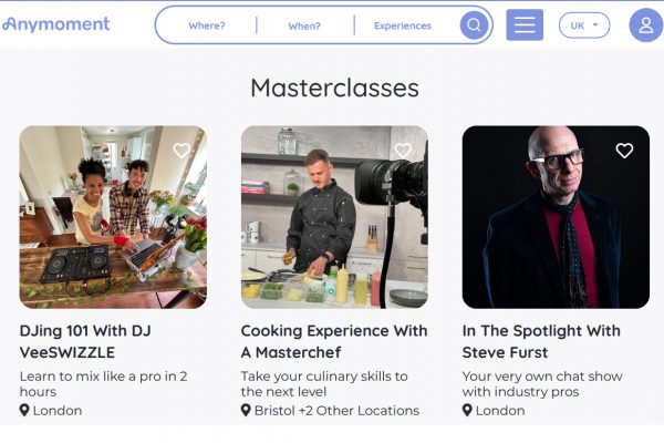 Anymoment curated experiences marketplace launches