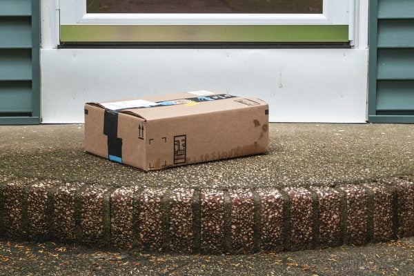 Package left on porch in the rain