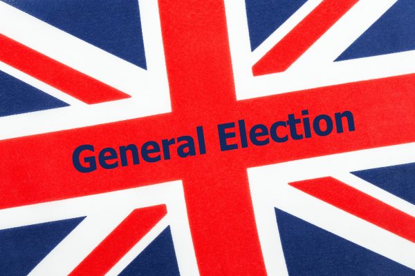 British General Election on a Union Jack flag.