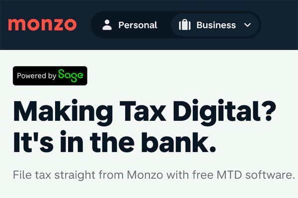 Monzo Business offer Free Making Tax Digital solution