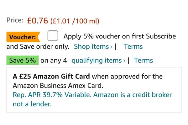 New Amazon Vouchers pricing requirement