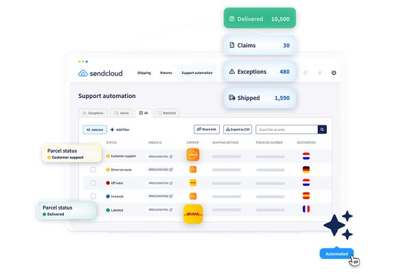 Sendcloud Support Automation reduces costs and automates carrier claims