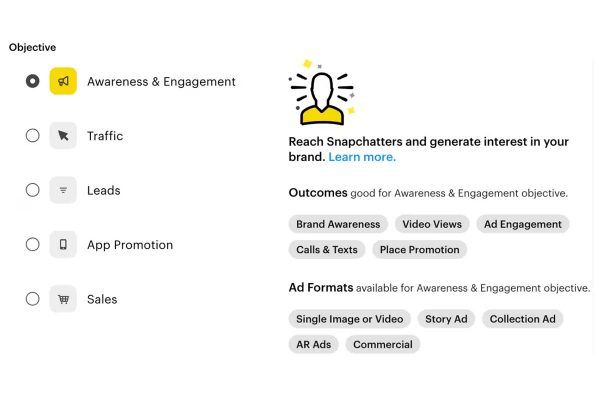 Snapchat simplifies ad objectives in Ads Manager