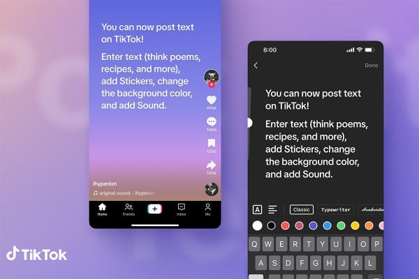 TikTok introduces text only posts
